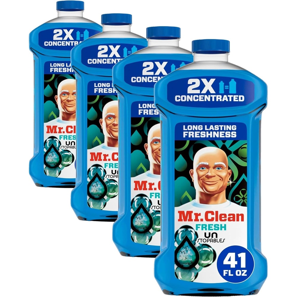 image:imageMr Clean 2X Concentrated Multi Surface Cleaner with Unstopables Fresh Scent 99 fl oz41 Fl Oz Pack of 4