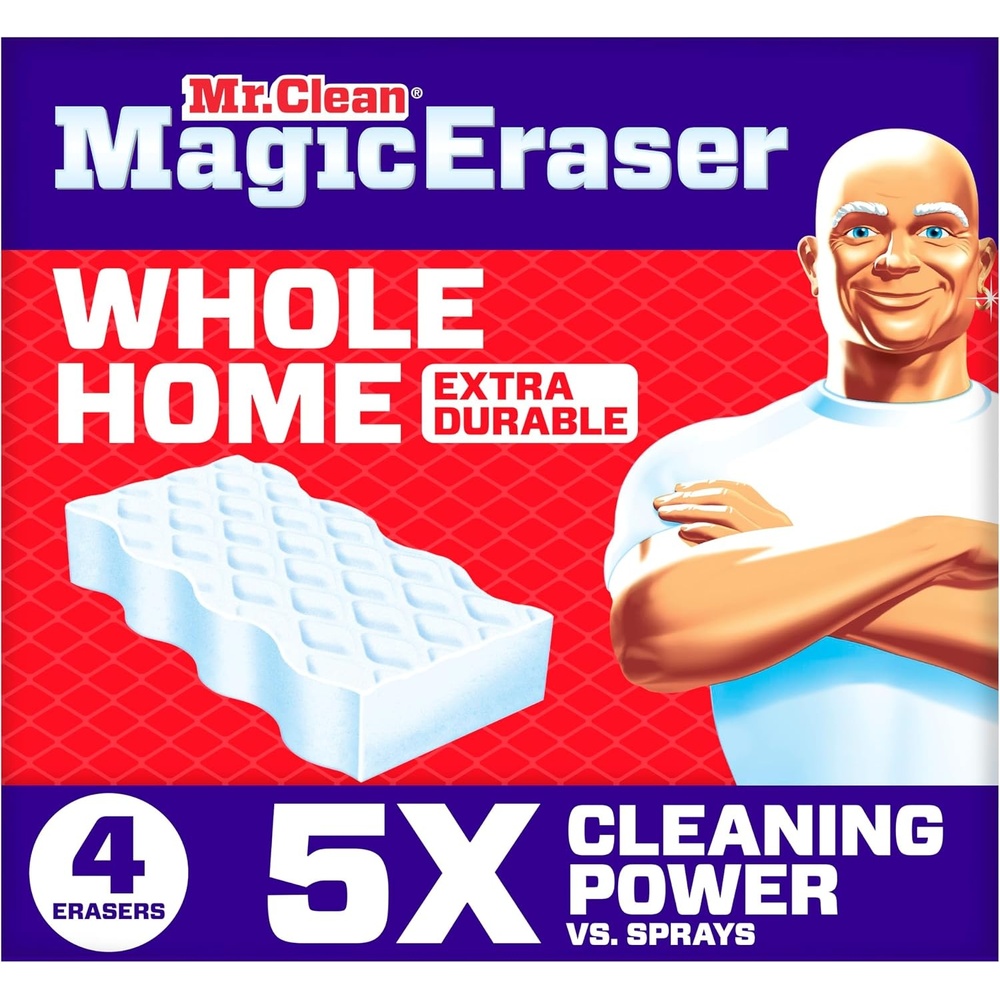 image:imageMr Clean Magic Eraser Sponge All Purpose Cleaner Cleaning Scrubber Wall Sneaker Kitchen Bathroom Shower Cleaner Cleaning Supplies Melamine Sponge Cleaning Pads Extra Durable 9ctUpgraded Version