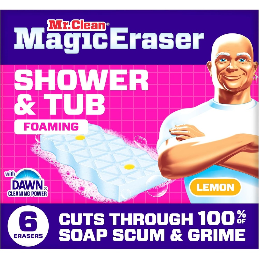 image:imageMr Clean Magic Eraser Sponge Bathroom Cleaner Shower Cleaner Tub Cleaner Soap Scum Remover Bathroom Cleaning Supplies Dawn Cleaning Power with Lemon Scent 2 in 1 Bath 7ctUpgraded Version