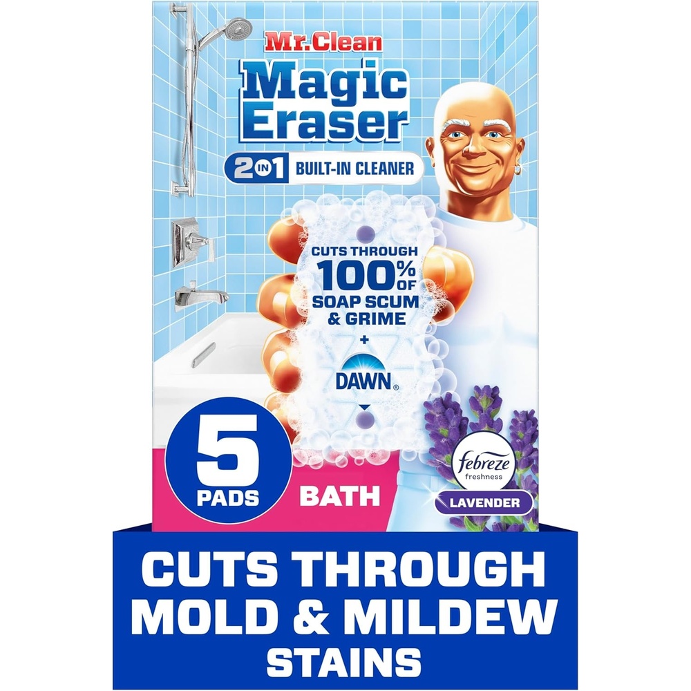 image:imageMr Clean Magic Eraser Sponge Bathroom Shower Tub Cleaner Soap Scum Remover Bathroom Cleaning Supplies Dawn Cleaning Power with Lavender Scent Shower amp Tub 6ctOriginal Version
