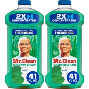 Mr. Clean All Purpose Cleaner, Floor Cleaner for Mopping Home, Bathroom, & Kitchen, Cleaning Liquid for Mop & Bucket, Cleaning Supplies, Multi-Surface Dilutable, Meadows & Rain, 41oz(41 Fl Oz (Pack of 2))