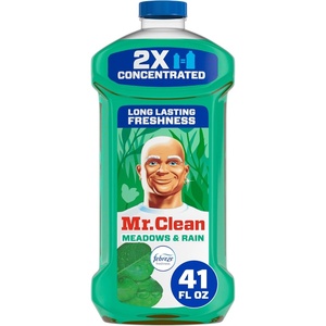 Mr. Clean All Purpose Cleaner, Floor Cleaner for Mopping Home, Bathroom, & Kitchen, Cleaning Liquid for Mop & Bucket, Cleaning Supplies, Multi-Surface Dilutable, Meadows & Rain, 41oz(41 Fl Oz (Pack of 1))