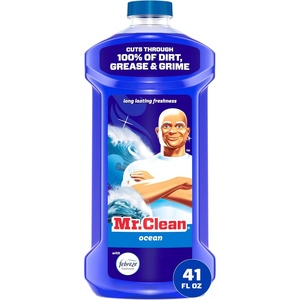 Mr. Clean All Purpose Cleaner, Mop Soap, Floor Cleaner for Mopping Home, Bathroom, & Kitchen, Cleaning Liquid for Mop & Bucket, Cleaning Supplies, Multi-Surface Dilutable, Ocean, 41oz