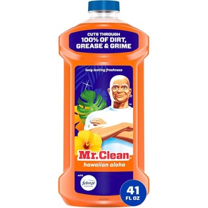 Mr. Clean All Purpose Cleaner, Mop Soap, Floor Cleaner for Mopping Home, Bathroom, & Kitchen, Cleaning Liquid for Mop & Bucket, Cleaning Supplies, Multi-Surface Dilutable, Hawaiian Aloha, 41oz