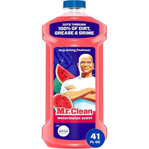 Mr. Clean All Purpose Cleaner, Mop Soap, Floor Cleaner for Mopping Home, Bathroom, & Kitchen, Cleaning Liquid for Mop & Bucket, Cleaning Supplies, Multi-Surface Dilutable, Watermelon, 41oz