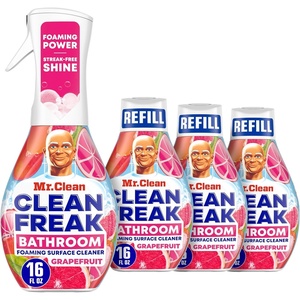 Mr. Clean Clean Freak Multi Surface Cleaning Spray, Deep Cleaning Mist Starter Kit and Refill Bundle, Unstopables Fresh Scent, 64 fl oz(Bathroom Grapefruit)