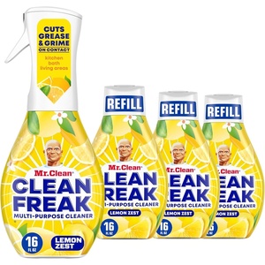 Mr. Clean Clean Freak Multi Surface Cleaning Spray, Deep Cleaning Mist Starter Kit and Refill Bundle, Unstopables Fresh Scent, 64 fl oz(Lemon)